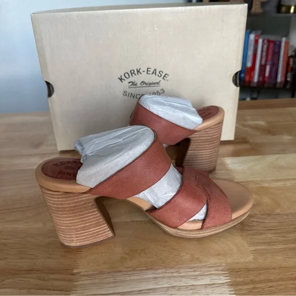 Kork Ease Women’s Hesperia Block Heel Slide Rust Apache Size 8M NIB - Picture 5 of 12
